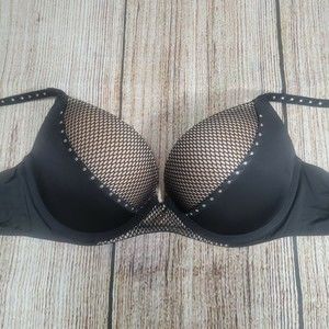 Balmain Victoria's Secret Black Fishnet Studded Bra 32D NWOT